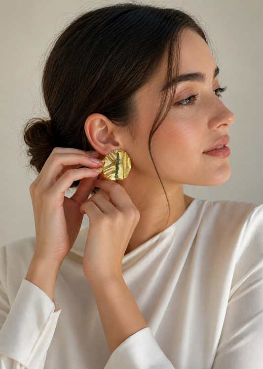 Nature Earrings – 24K gold-plated raw gemstone handmade jewelry by Guapíssima