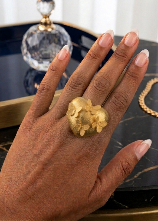 Alas del Corazon Ring – 24K gold-plated butterfly heart handmade jewelry by Guapíssima