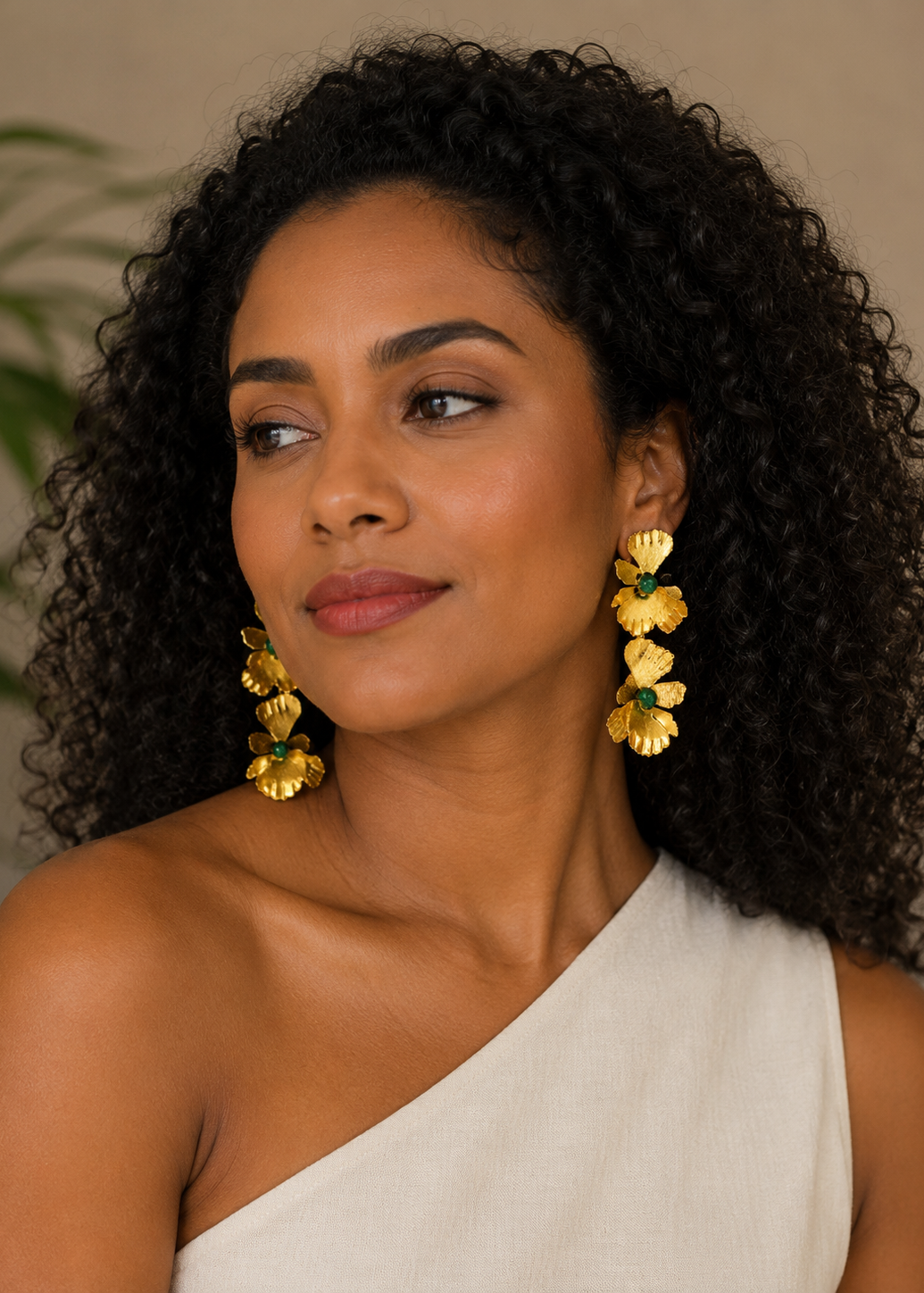Monarca Earrings – double butterfly gold and green artisan earrings by Guapissima