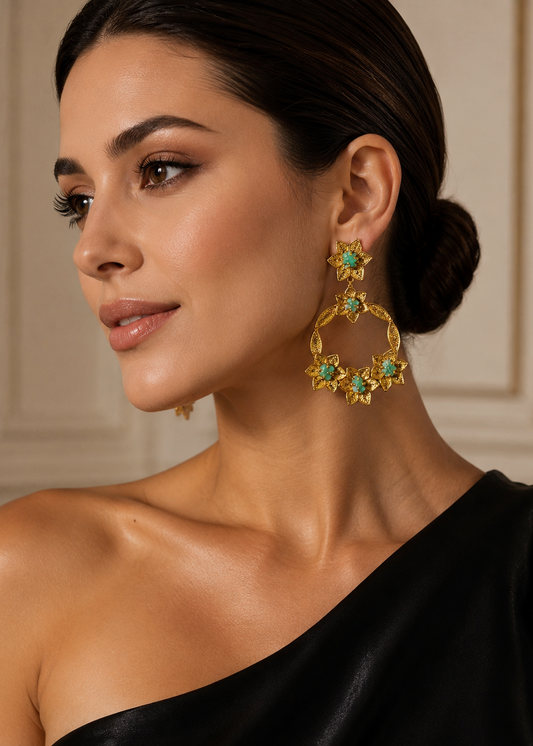 Reina Earrings – 24K gold-plated filigrana handmade jewelry by Guapíssima