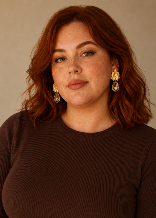 Luster Earrings – 24K gold-plated crystal handmade jewelry by Guapíssima