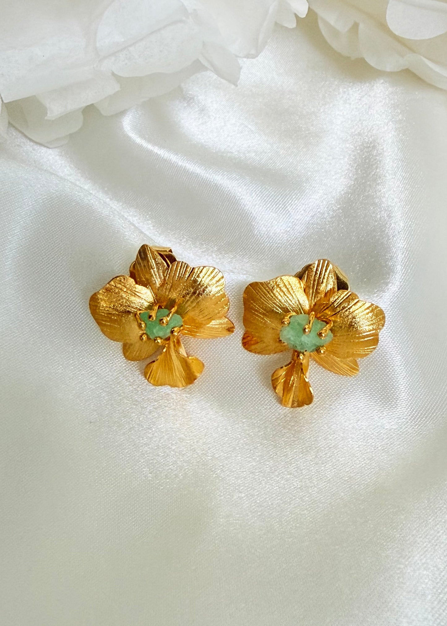 Bloom Earrings detail – blooming flower design artisan jewelry by Guapissima